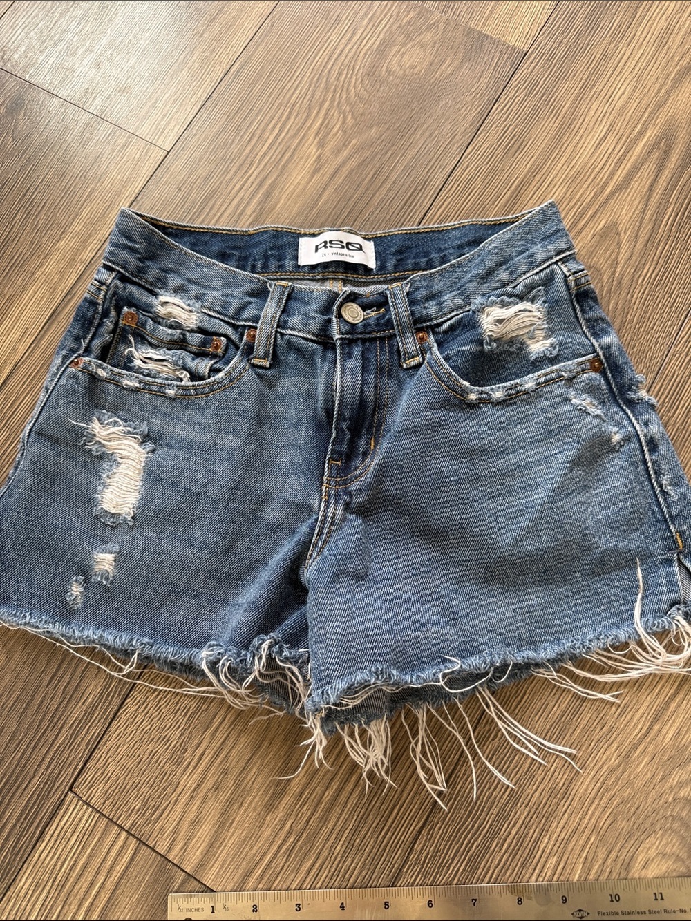 RSQ Distressed Dark Blue Denim Cutoff Shorts size 24